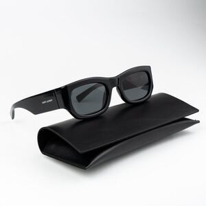 NEW Saint Laurent SL713 001 Black Grey Rectangle Unisex Sunglasses